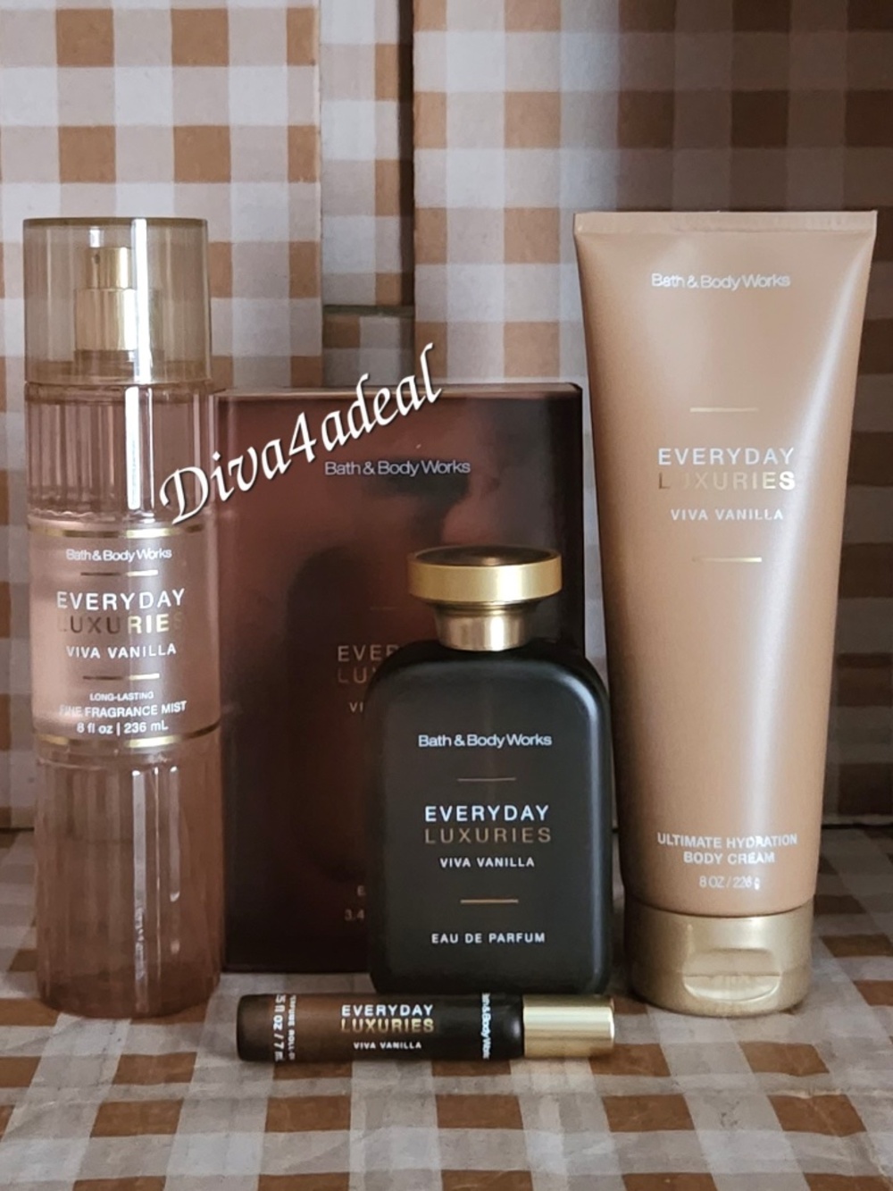 Bath & Body Works Everyday Luxuries VIVA VANILLA 3.4 FL OZ 4PC Collection Bundle